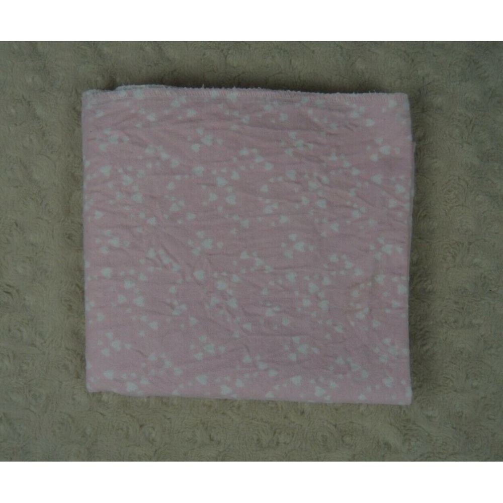 Parent's Choice Pink White Hearts Baby Receiving Blanket Flannel Cotton